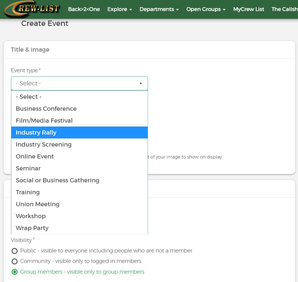 Create an event 